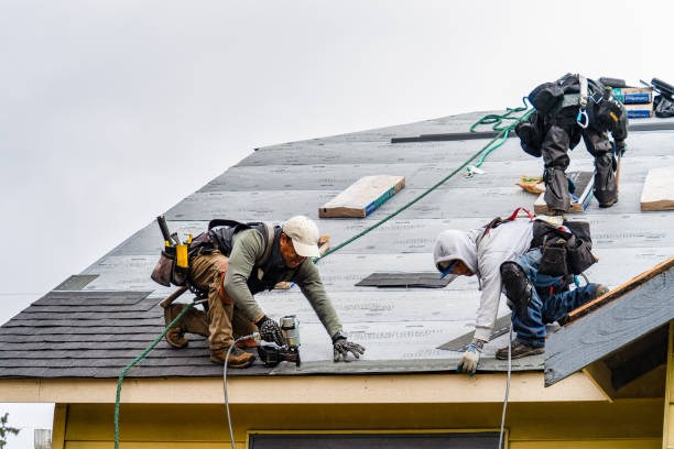 Professional Emergency Roof Repair technician working in Emmett, MI